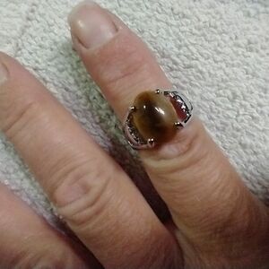 Silvertone tiger 🐅🐯 eye 👁️👀 ring 💍 8